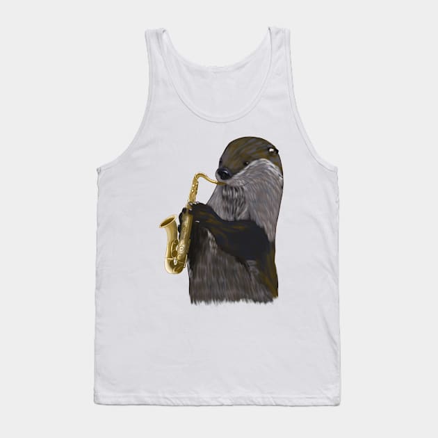 Otter with saxophone Tank Top by Zjuka_draw